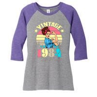 Vintage Rosie The Riveter 1984 Original Parts 40th Birthday Women's Tri-Blend 3/4-Sleeve Raglan Shirt