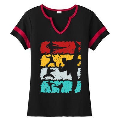 Vintage Retro Taekwondo Karate Gift Ladies Halftime Notch Neck Tee