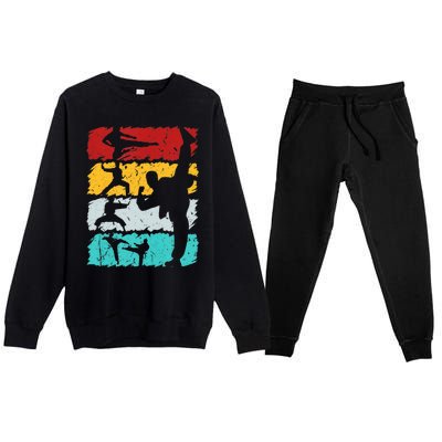 Vintage Retro Taekwondo Karate Gift Premium Crewneck Sweatsuit Set