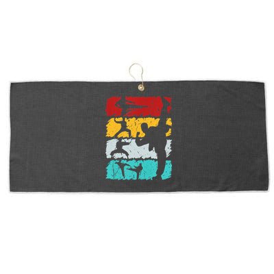 Vintage Retro Taekwondo Karate Gift Large Microfiber Waffle Golf Towel