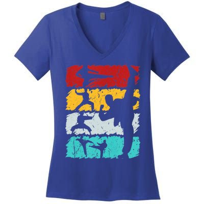 Vintage Retro Taekwondo Karate Gift Women's V-Neck T-Shirt