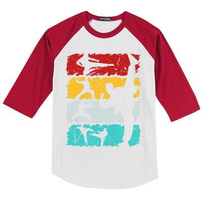 Vintage Retro Taekwondo Karate Gift Kids Colorblock Raglan Jersey