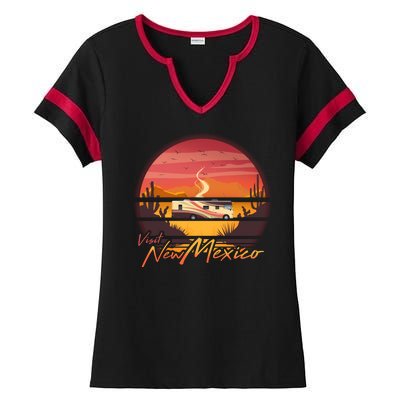 Vintage Retro Travel Visit New Mexico Ladies Halftime Notch Neck Tee