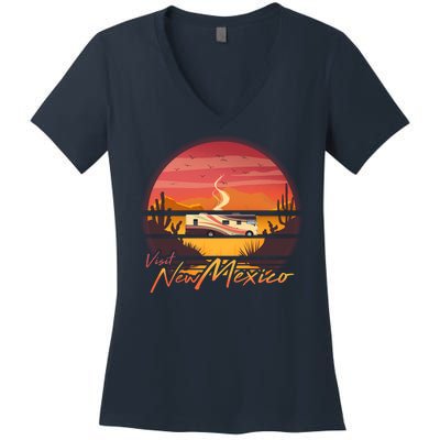 Vintage Retro Travel Visit New Mexico Women's V-Neck T-Shirt