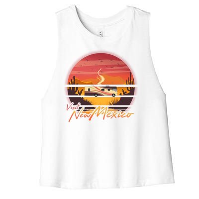 Vintage Retro Travel Visit New Mexico Women's Racerback Cropped Tank