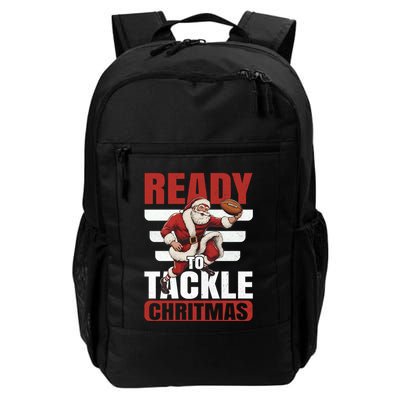 Vintage Ready To Tackle Christmas Football Santa Gift Backpack