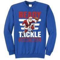 Vintage Ready To Tackle Christmas Football Santa Gift Sweatshirt