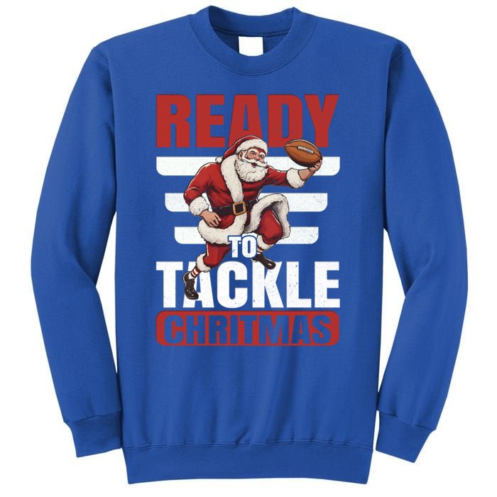 Vintage Ready To Tackle Christmas Football Santa Gift Sweatshirt