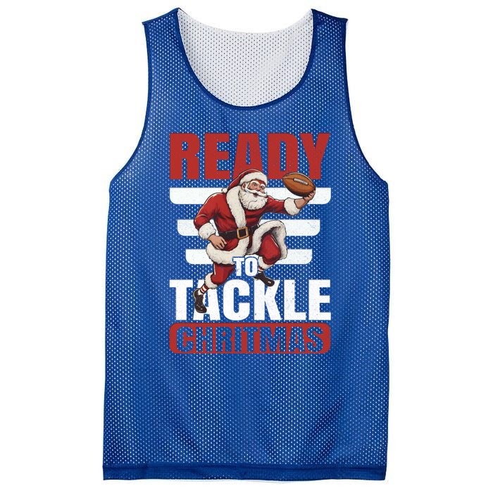 Vintage Ready To Tackle Christmas Football Santa Gift Mesh Reversible Basketball Jersey Tank