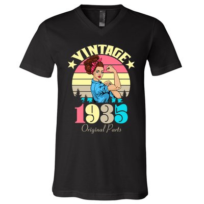 Vintage Rosie The Riveter 1935 Original Parts 90th Birthday V-Neck T-Shirt