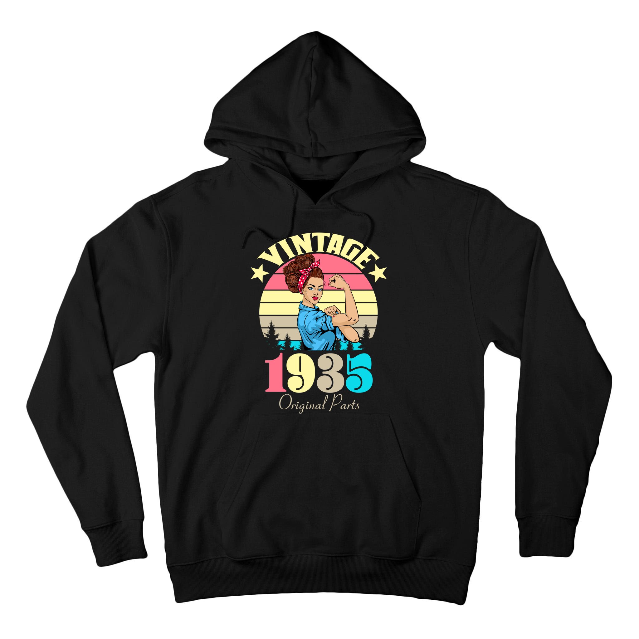 Vintage Rosie The Riveter 1935 Original Parts 90th Birthday Tall Hoodie