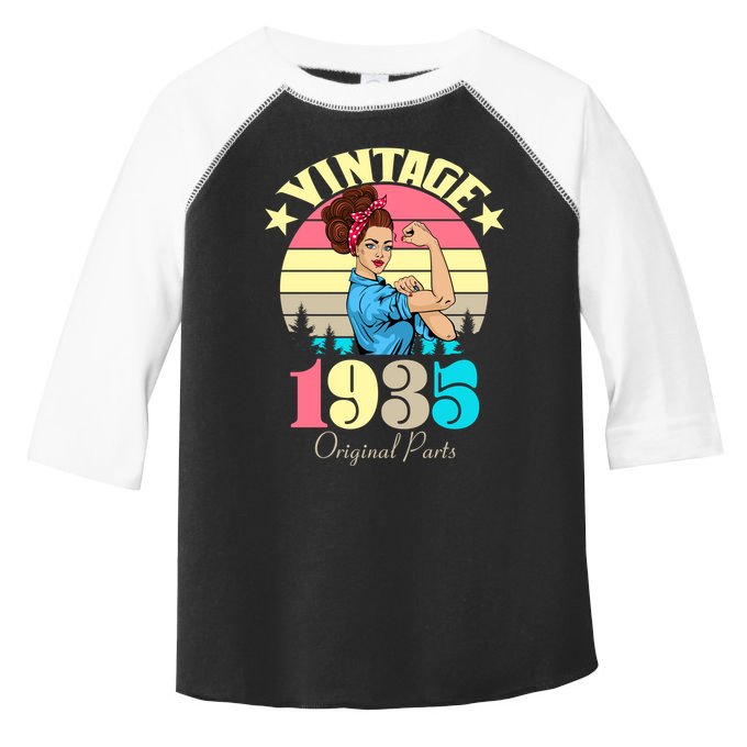 Vintage Rosie The Riveter 1935 Original Parts 90th Birthday Toddler Fine Jersey T-Shirt