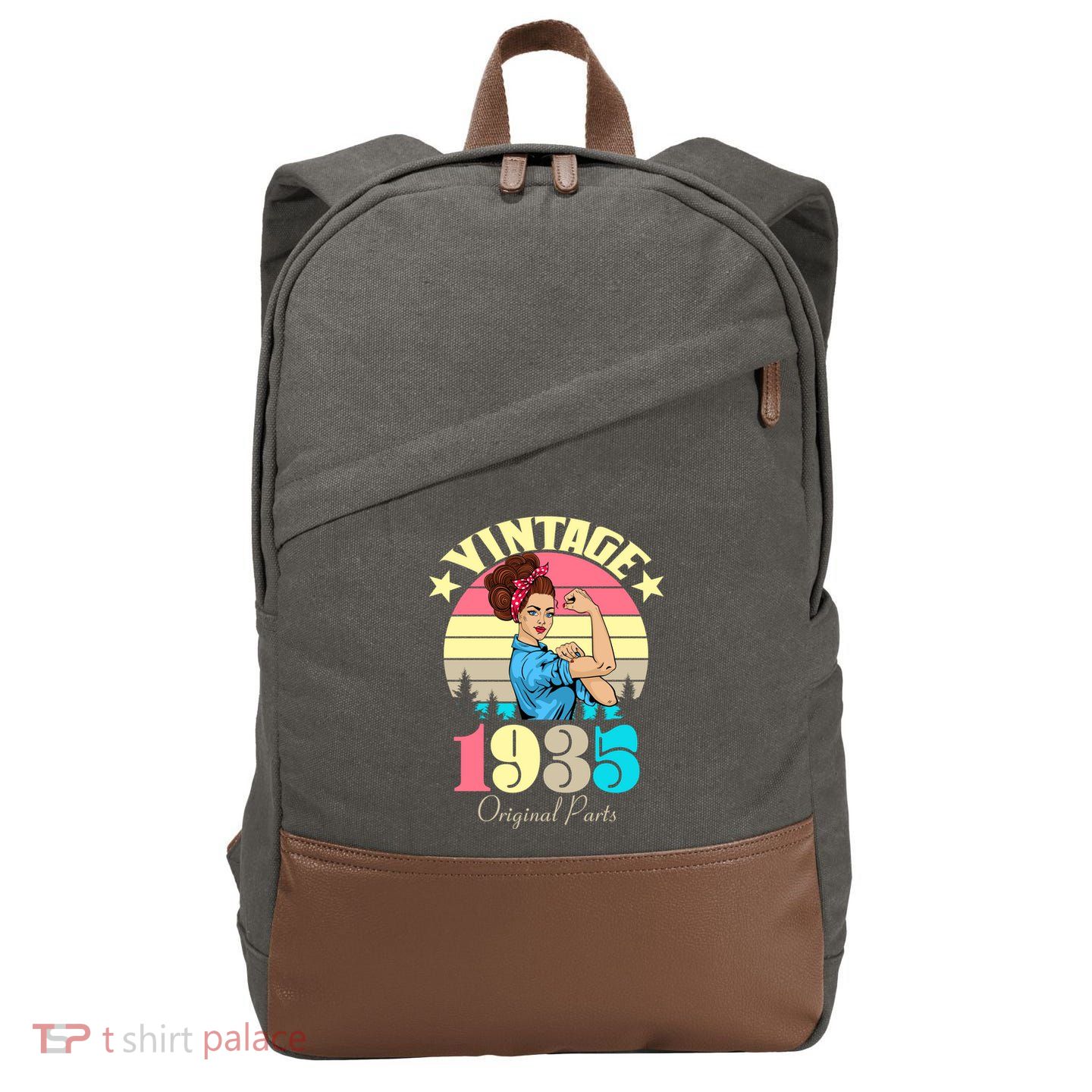 Vintage Rosie The Riveter 1935 Original Parts 90th Birthday Cotton Canvas Backpack