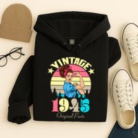 Vintage Rosie The Riveter 1945 Original Parts 80th Birthday Hoodie