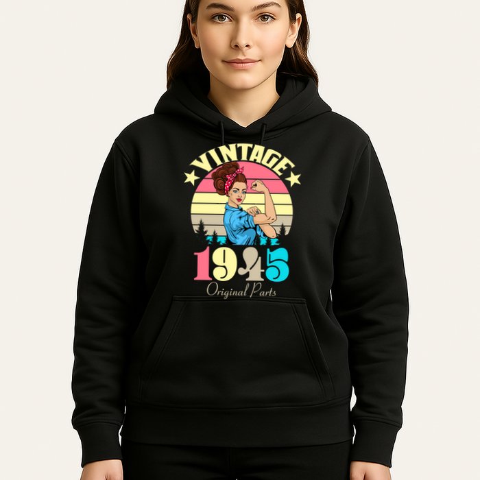 Vintage Rosie The Riveter 1945 Original Parts 80th Birthday Hoodie