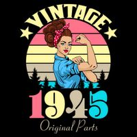 Vintage Rosie The Riveter 1945 Original Parts 80th Birthday Hoodie