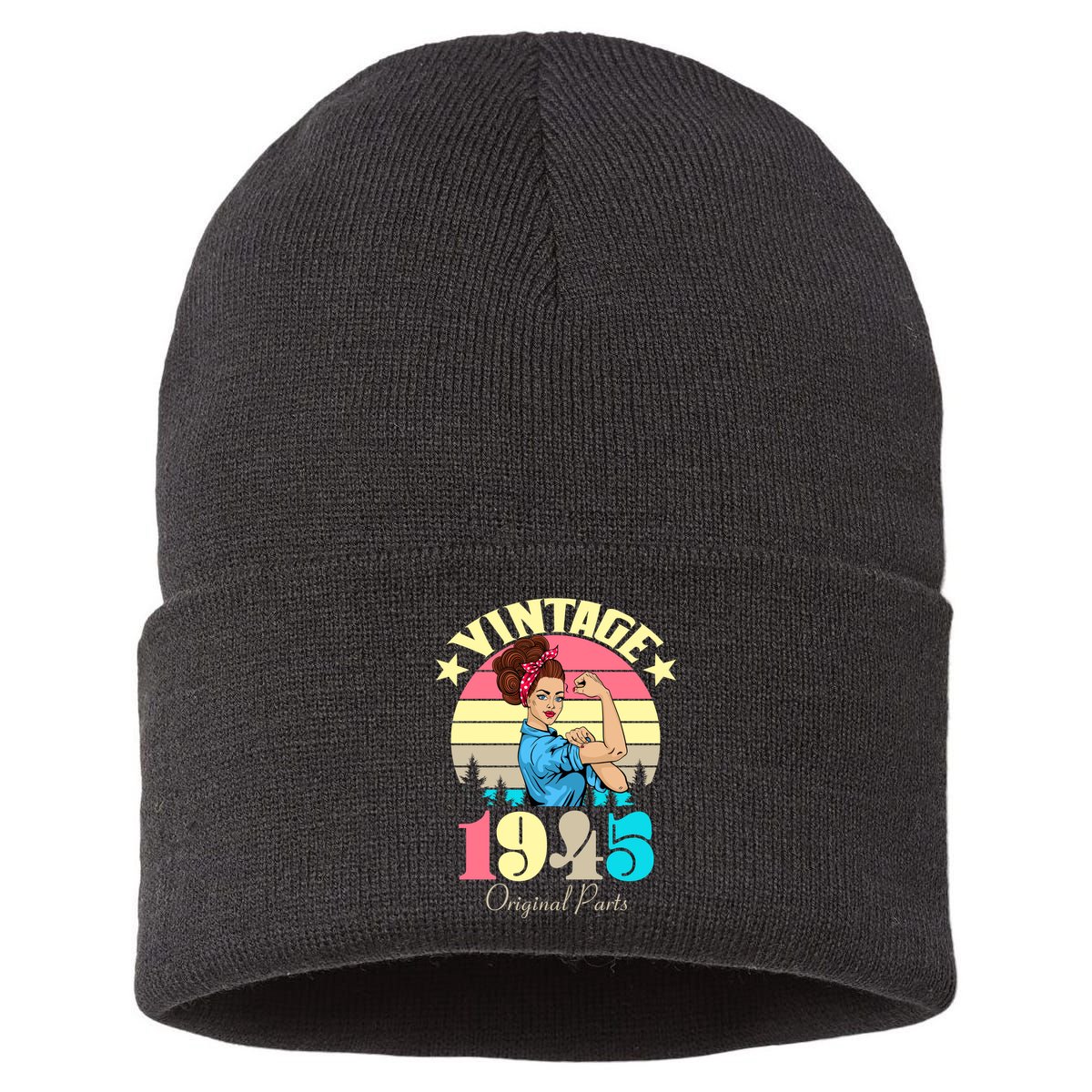 Vintage Rosie The Riveter 1945 Original Parts 80th Birthday Sustainable Knit Beanie