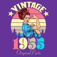 Vintage Rosie The Riveter 1955 Original Parts 70th Birthday Tie-Dye T-Shirt