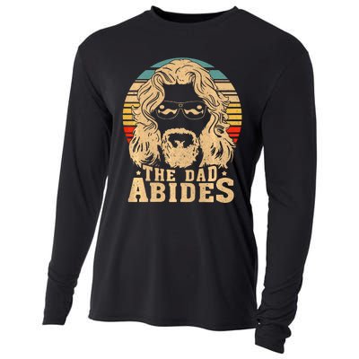 Vintage Retro The Dad Abides Funny Dad Fathers Day Cooling Performance Long Sleeve Crew