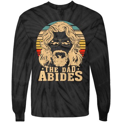 Vintage Retro The Dad Abides Funny Dad Fathers Day Tie-Dye Long Sleeve Shirt