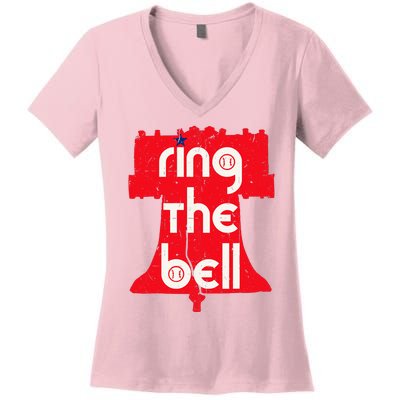 Vintage Ring The Bell Philadelphia Philly Jawn Christmas Women's V-Neck T-Shirt