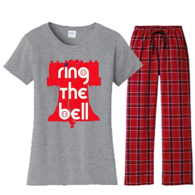 Vintage Ring The Bell Philadelphia Philly Jawn Christmas Women's Flannel Pajama Set