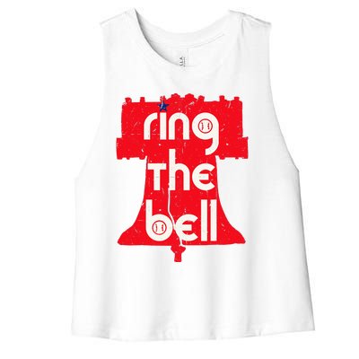 Vintage Ring The Bell Philadelphia Philly Jawn Christmas Women's Racerback Cropped Tank