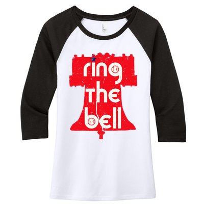 Vintage Ring The Bell Philadelphia Philly Jawn Christmas Women's Tri-Blend 3/4-Sleeve Raglan Shirt