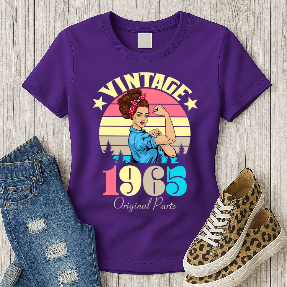 Vintage Rosie The Riveter 1965 Original Parts 60th Birthday Womens T-Shirt