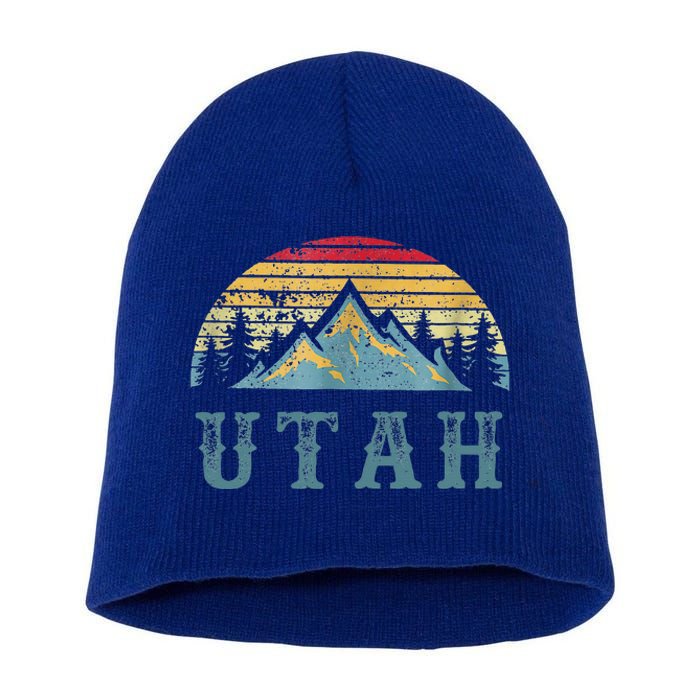 Vintage Retro Ut Utah U.S. Mountain State Short Acrylic Beanie