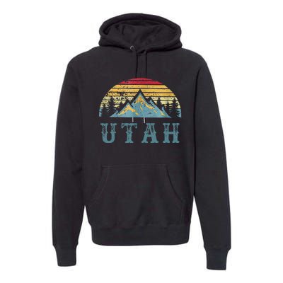 Vintage Retro Ut Utah U.S. Mountain State Premium Hoodie