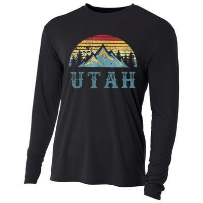 Vintage Retro Ut Utah U.S. Mountain State Cooling Performance Long Sleeve Crew