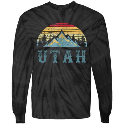 Vintage Retro Ut Utah U.S. Mountain State Tie-Dye Long Sleeve Shirt