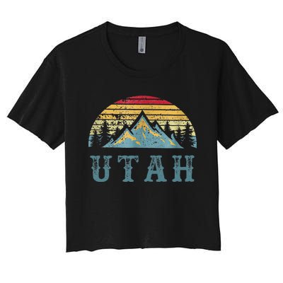 Vintage Retro Ut Utah U.S. Mountain State Women's Crop Top Tee