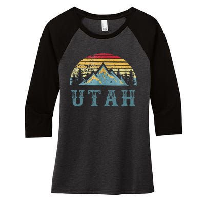 Vintage Retro Ut Utah U.S. Mountain State Women's Tri-Blend 3/4-Sleeve Raglan Shirt