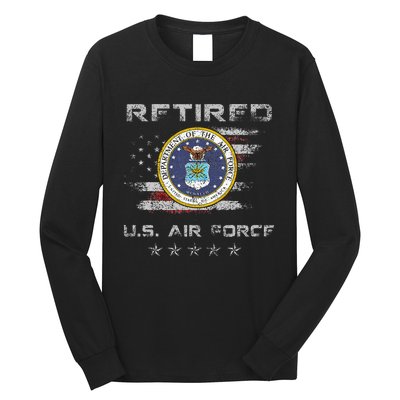 Vintage Retired Us Veteran Patriotic Gift Long Sleeve Shirt