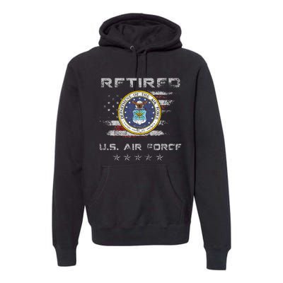 Vintage Retired Us Veteran Patriotic Gift Premium Hoodie