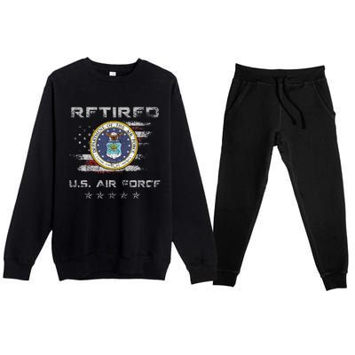 Vintage Retired Us Veteran Patriotic Gift Premium Crewneck Sweatsuit Set