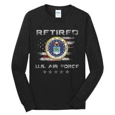 Vintage Retired Us Veteran Patriotic Gift Tall Long Sleeve T-Shirt