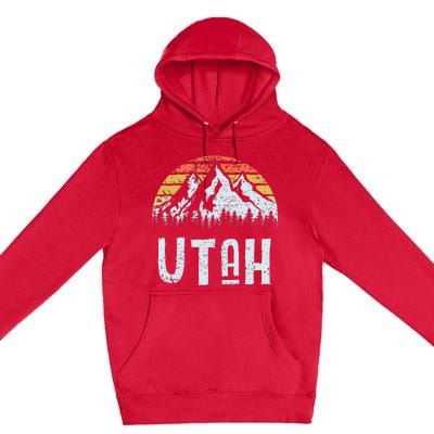 Vintage Retro Ut Utah Mountain State Sunrise Premium Pullover Hoodie