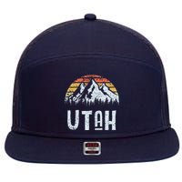 Vintage Retro Ut Utah Mountain State Sunrise 7 Panel Mesh Trucker Snapback Hat