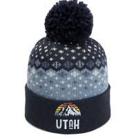 Vintage Retro Ut Utah Mountain State Sunrise The Baniff Cuffed Pom Beanie