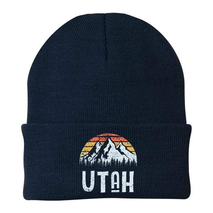 Vintage Retro Ut Utah Mountain State Sunrise Knit Cap Winter Beanie