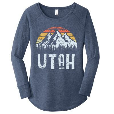 Vintage Retro Ut Utah Mountain State Sunrise Women's Perfect Tri Tunic Long Sleeve Shirt