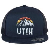 Vintage Retro Ut Utah Mountain State Sunrise Flat Bill Trucker Hat