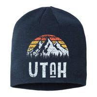 Vintage Retro Ut Utah Mountain State Sunrise Sustainable Beanie