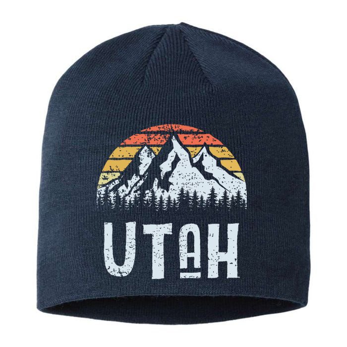 Vintage Retro Ut Utah Mountain State Sunrise Sustainable Beanie