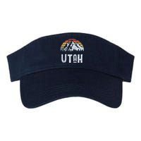 Vintage Retro Ut Utah Mountain State Sunrise Valucap Bio-Washed Visor