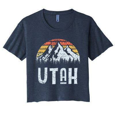 Vintage Retro Ut Utah Mountain State Sunrise Women's Crop Top Tee