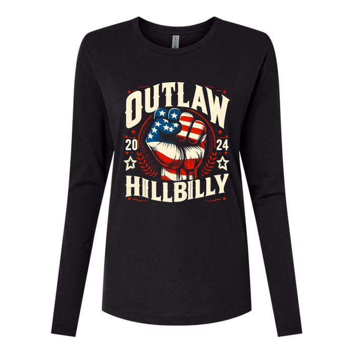 Vintage Retro Us Flag Outlaw Hillbilly 2024 Trump Vance 2024 Womens Cotton Relaxed Long Sleeve T-Shirt